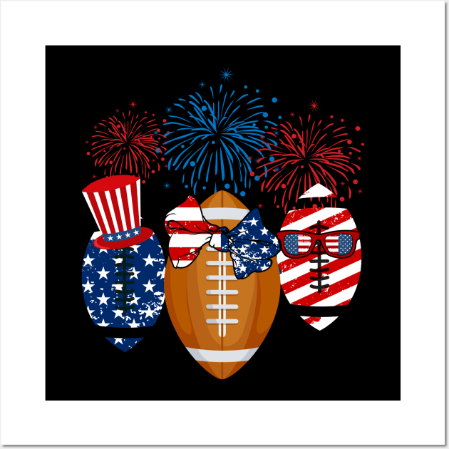 Rugby American Flag Fireworks Wall Art by Flavie Kertzmann